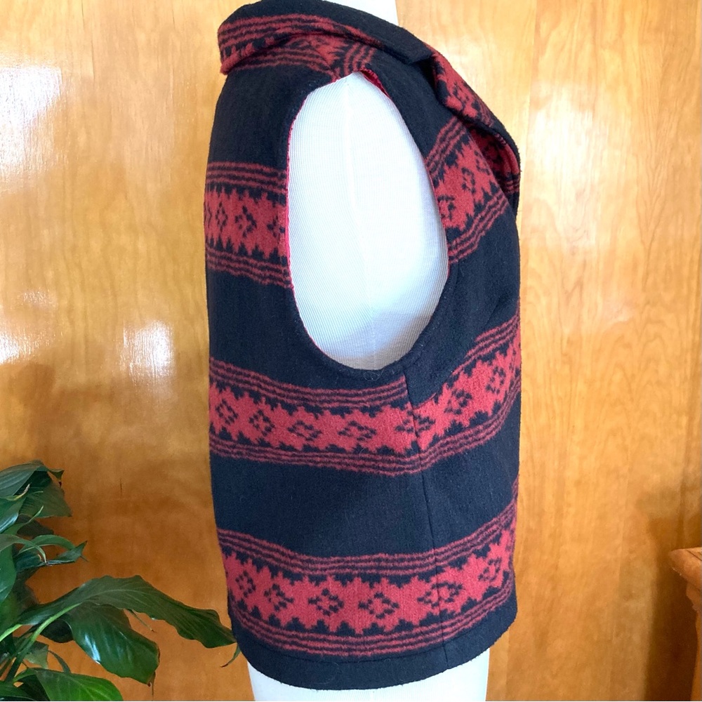 Orvis Vest Black Red Diamond Patterned 3 Button W… - image 8